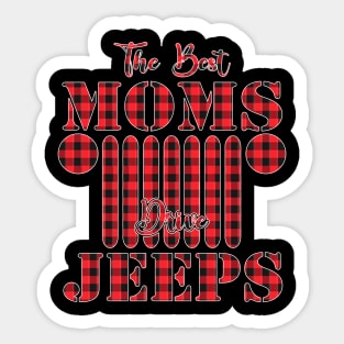 The Best Moms Drive Jeeps Red Plaid Jeep Matching Pajama Family Buffalo Jeeps Lover Sticker